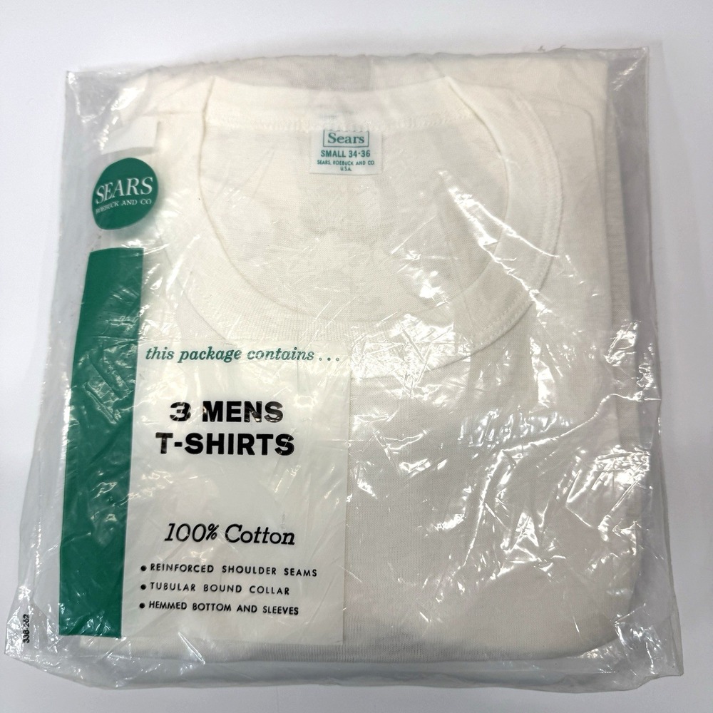 Vintage Sears T-Shirts 3 Pack USA Crew Neck Mens Small (34-36) 70s